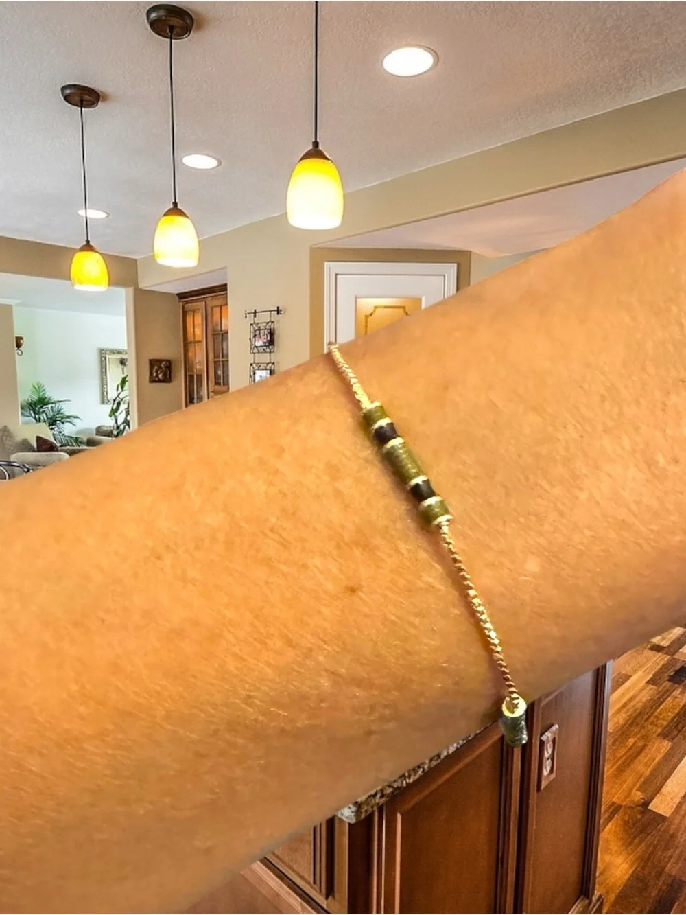 Tory Burch Dainty Gold Chain Bracelet with Yellow and Black Beads